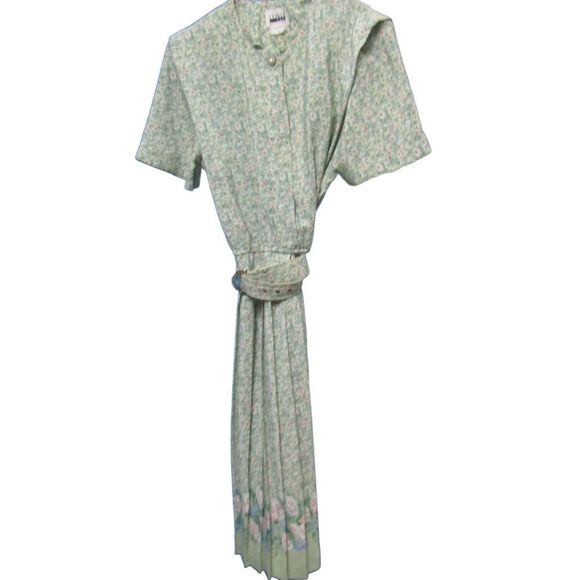 Vintage Leslie Fay floral dress with belt and shoulder pads - Picture 8 of 15